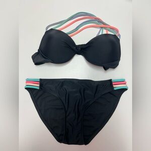 Multicolor Strap Black Bikini Bottom
Including top free.